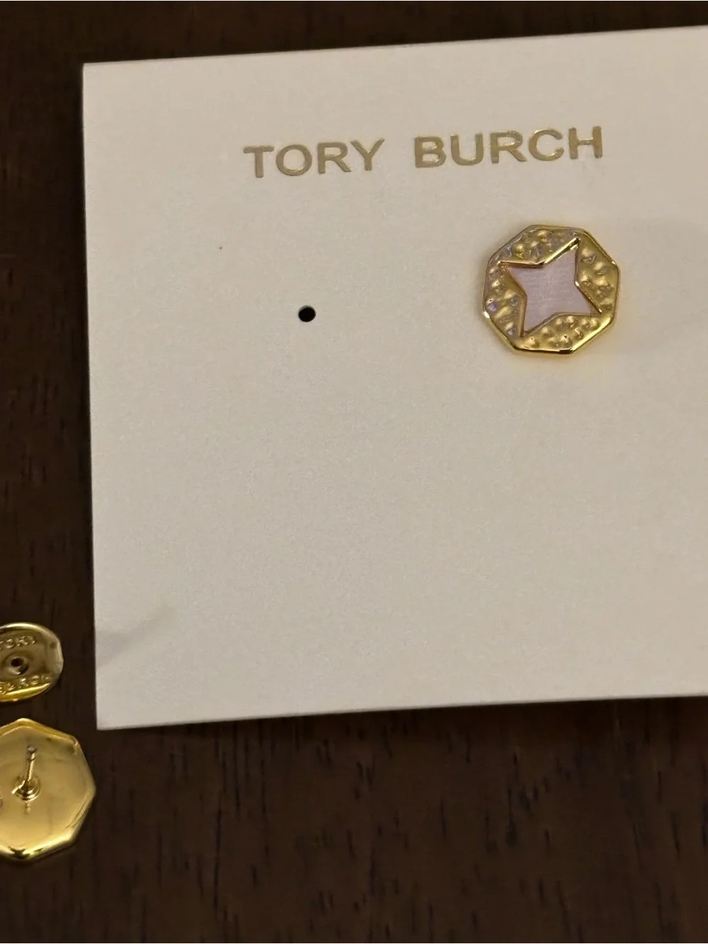 Brand new Tory Burch Gold plated mother of pearl Starburst Stud Earrings